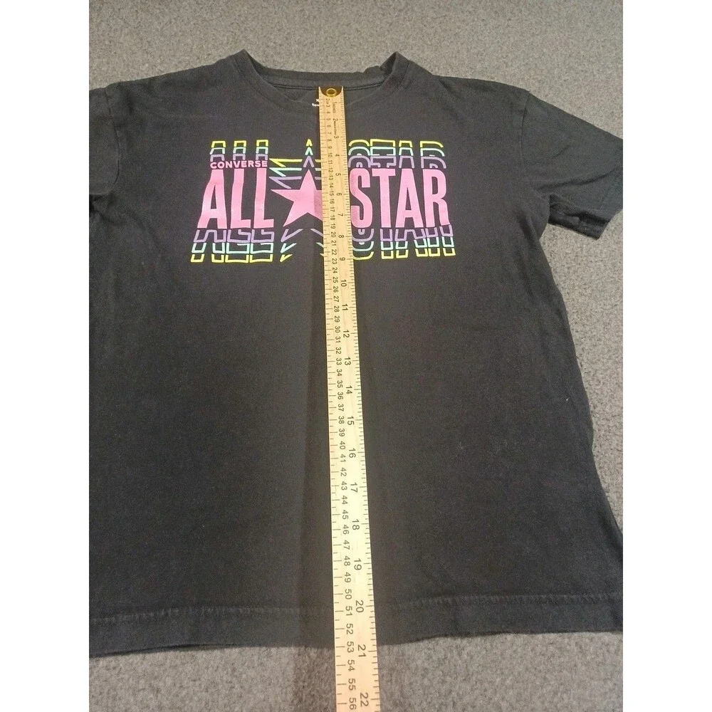 Converse All Star Girls Size L Graphic Black T-shirt